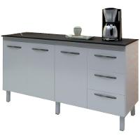 Balcao Com Tampo 150cm 9130x9310 Branco Preto Mobbs Branco Preto - 1