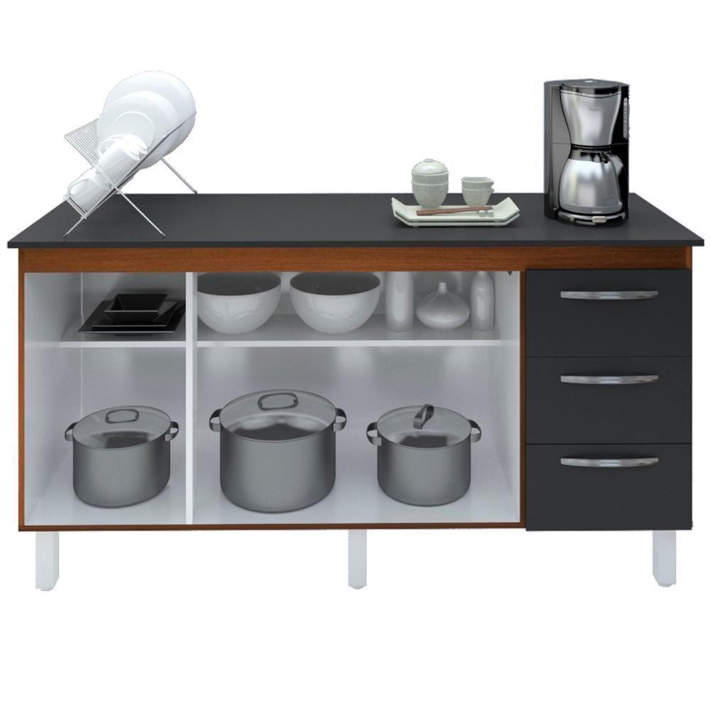 Balcao Com Tampo 160cm 9140x9320 Savana Preto Mobbs Savana Preto - 5