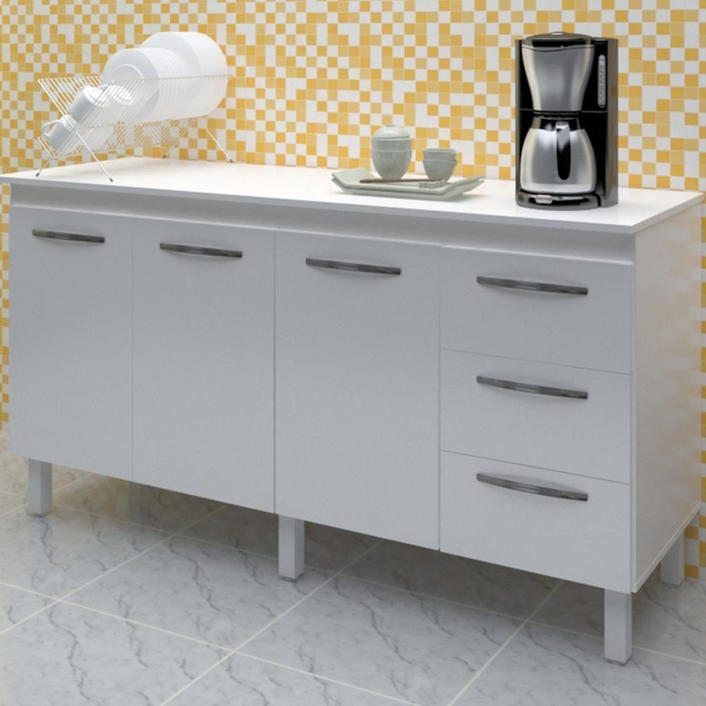 Balcao Com Tampo 150cm 9130x9310 Branco Mobbs Branco - 6