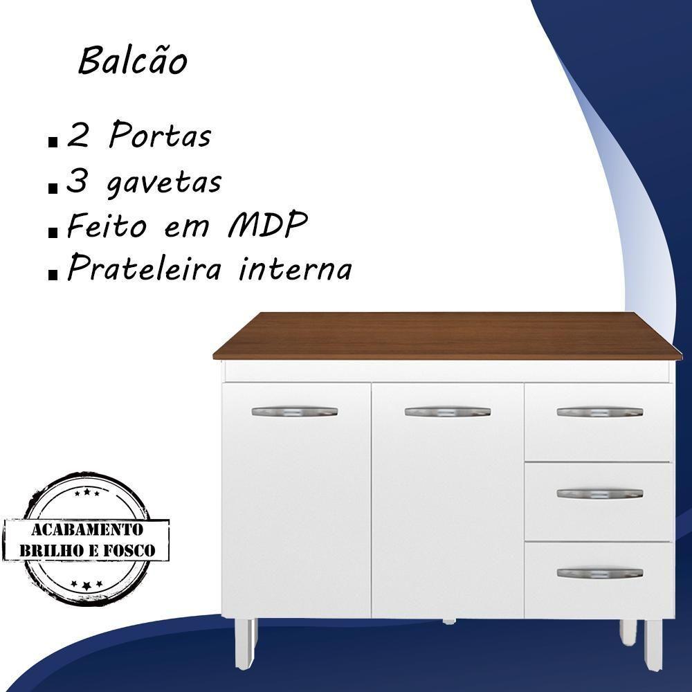 Balcao Com Tampo 120cm 9110x9300 Branco Savana Mobbs Branco Savana - 2