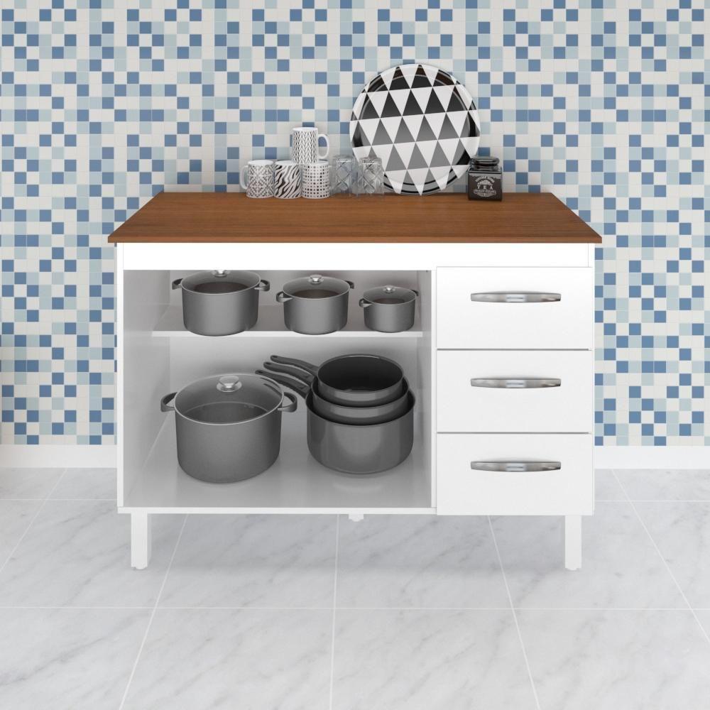 Balcao Com Tampo 120cm 9110x9300 Branco Savana Mobbs Branco Savana - 5