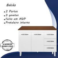 Balcao Com Tampo 120cm 9110x9300 Branco Savana Mobbs Branco Savana - 2
