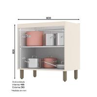 Balcão De Cozinha 80 Cm 2 Portas Connect Henn Off White - 7