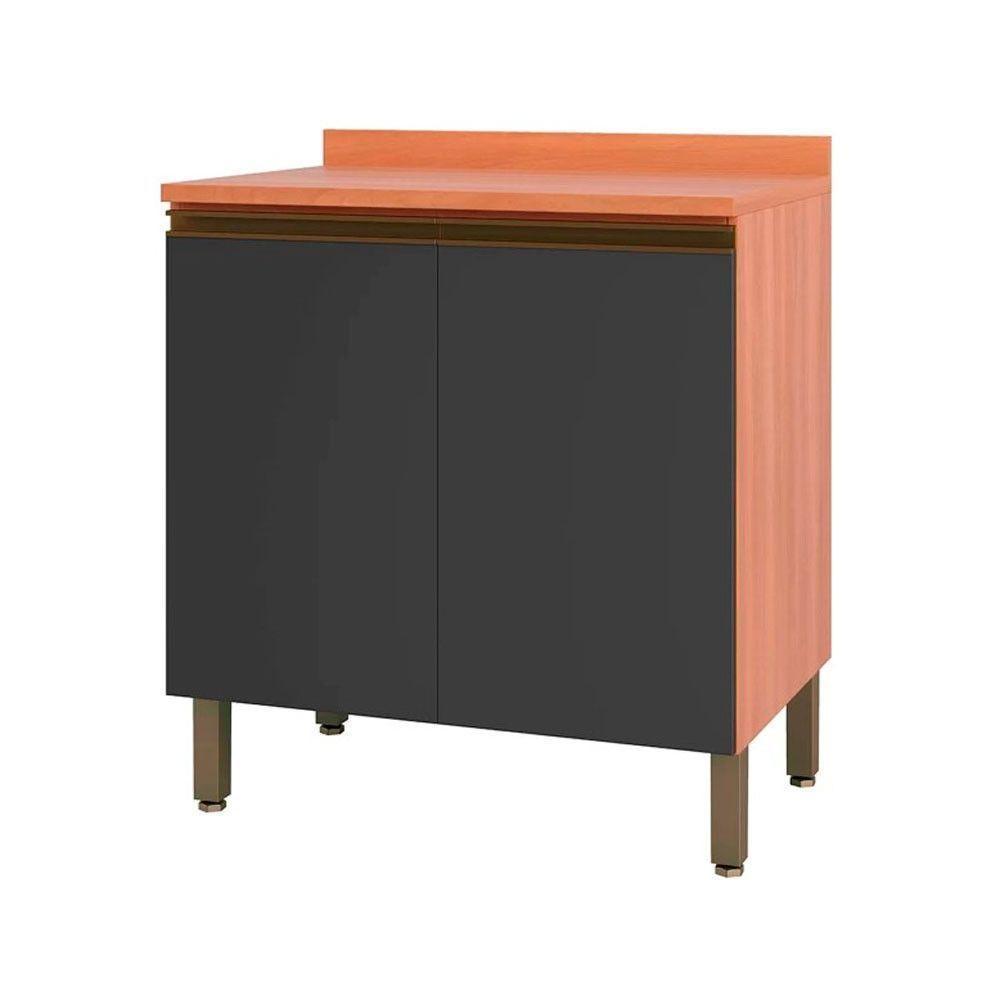 Balcão Macadâmia 80cm Com Tampo 2 Portas 914101 Telasul Freijo E Grafite - 1