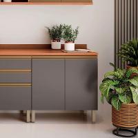 Balcão Macadâmia 80cm Com Tampo 2 Portas 914101 Telasul Freijo E Grafite - 2