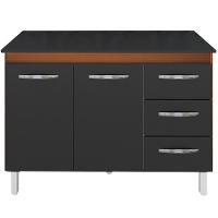 Balcao Com Tampo 120cm 9110x9300 Savana Preto Mobbs Savana Preto - 1