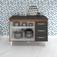 Balcao Com Tampo 120cm 9110x9300 Savana Preto Mobbs Savana Preto - 6