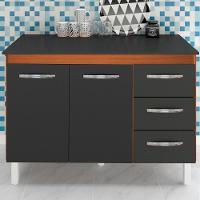 Balcao Com Tampo 120cm 9110x9300 Savana Preto Mobbs Savana Preto - 7