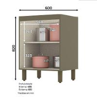 Balcão De Cozinha 60 Cm 2 Portas Connect Henn Duna Com Cristal - 4