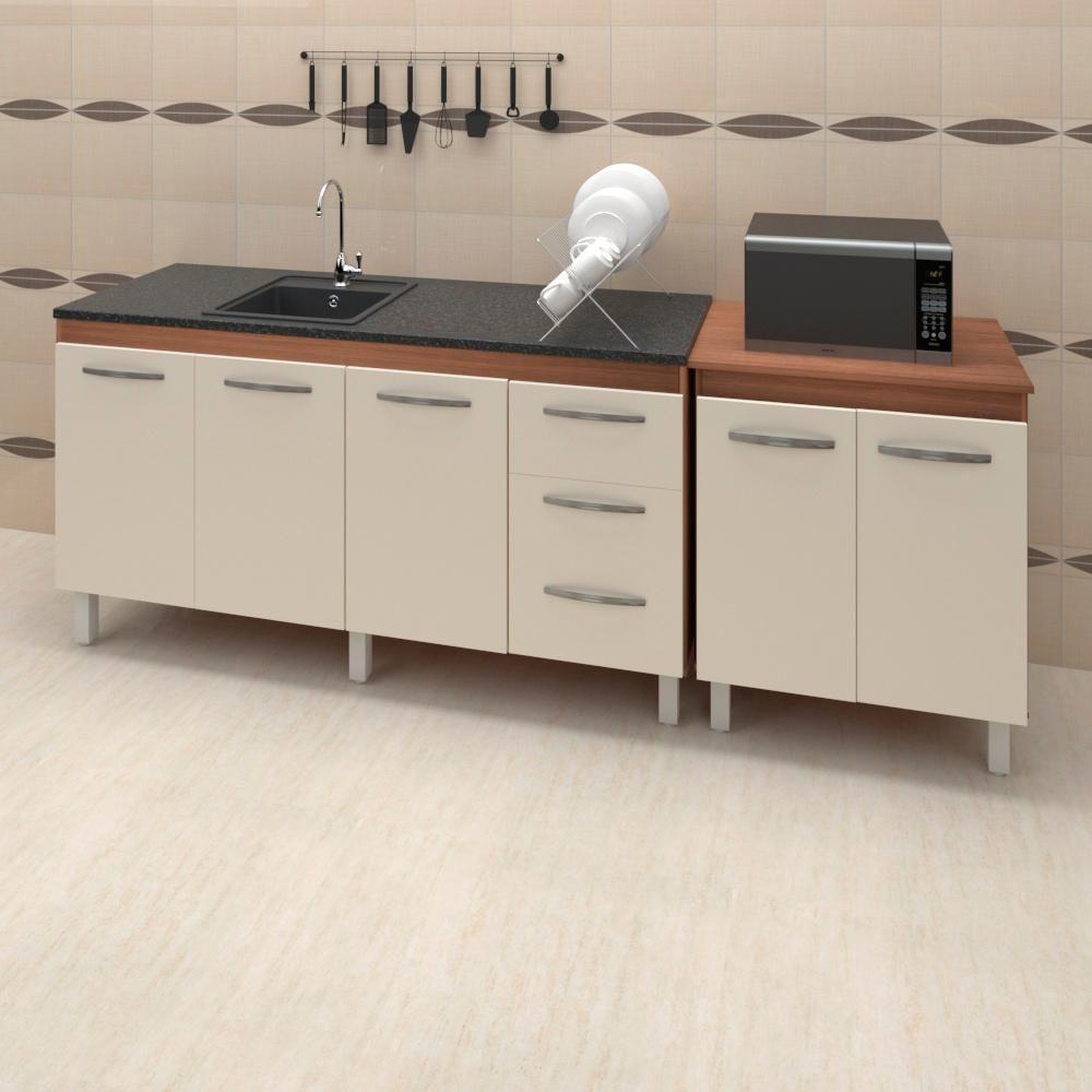 Balcao Pia 150cm E Multiuso 2 Portas 70cm Savana Off White Mobbs Savana Off White - 1