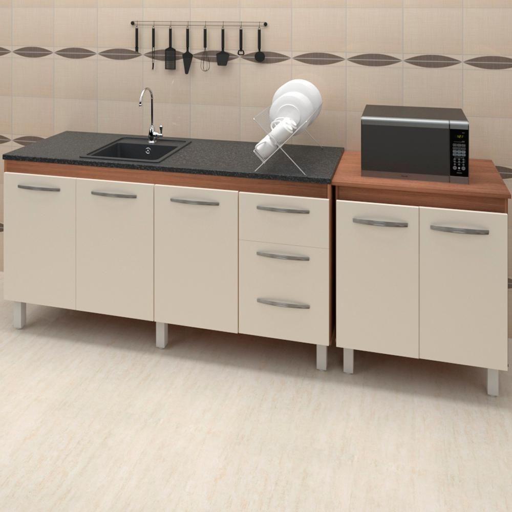 Balcao Pia 150cm E Multiuso 2 Portas 70cm Savana Off White Mobbs Savana Off White - 2