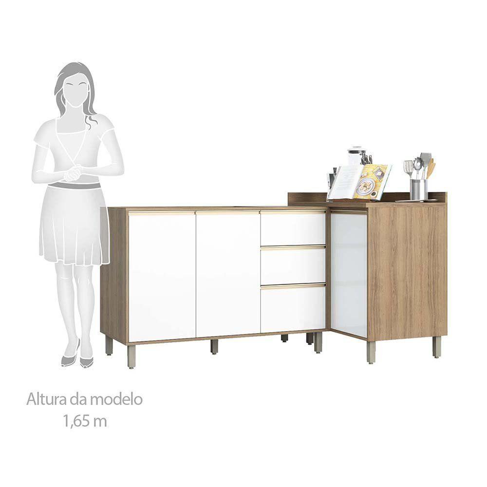 Cozinha 2 Pçs C/Aéreo Balcão E Balcão Mel Vanilla C/Branco - 4