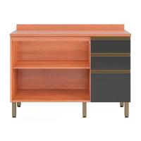 Balcão Macadâmia 120cm Com Tampo 2 Portas 3 Gavetas 914103 Telasul Freijo E Grafite - 3