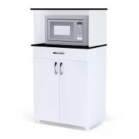 Balcao Para Microondas 1 Gaveta Carina Branco Preto - 1