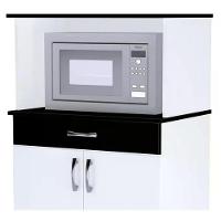 Balcao Para Microondas 1 Gaveta Carina Branco Preto - 7