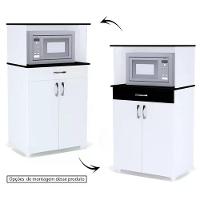 Balcao Para Microondas 1 Gaveta Carina Branco Preto - 11