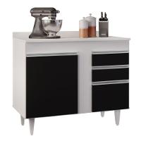 Balcão Gabinete 100cm Com Tampo 2 Portas Luziania Preto/branco - Lumil - 1