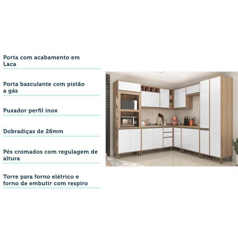 Cozinha 8 Pçs Com Armário E Balcão Mel Vanilla Com Branco - 3