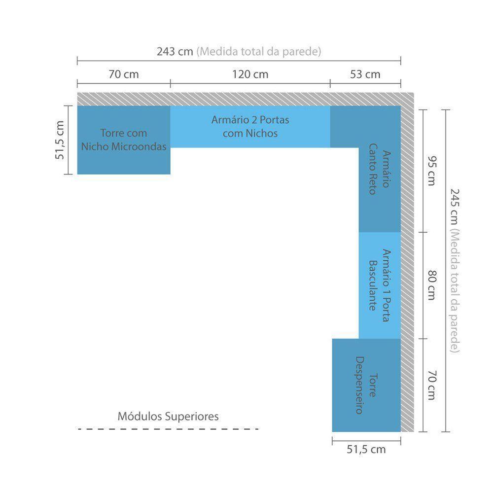 Cozinha 8 Pçs Com Armário E Balcão Mel Vanilla Com Branco - 6