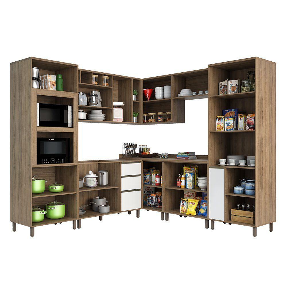 Cozinha 8 Pçs Com Armário E Balcão Mel Vanilla Com Branco - 7