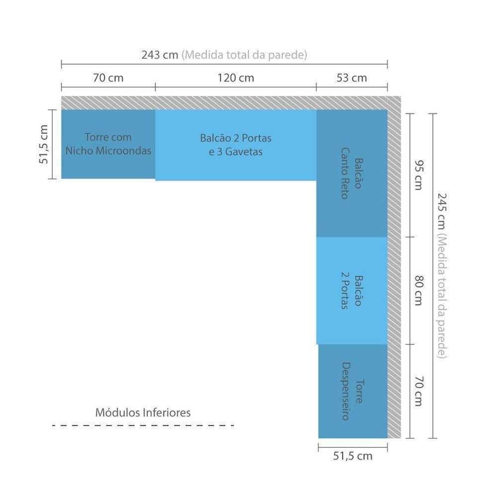Cozinha 8 Pçs Com Armário E Balcão Mel Vanilla Com Branco - 10