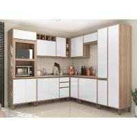Cozinha 8 Pçs Com Armário E Balcão Mel Vanilla Com Branco - 1