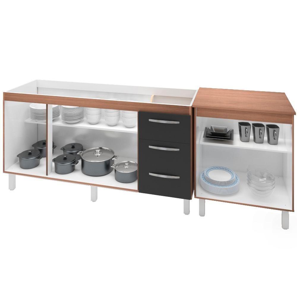 Balcao Pia 150cm E Multiuso 2 Portas 70cm Savana Preto Mobbs Savana Preto - 4