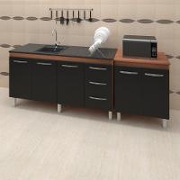 Balcao Pia 150cm E Multiuso 2 Portas 70cm Savana Preto Mobbs Savana Preto - 2