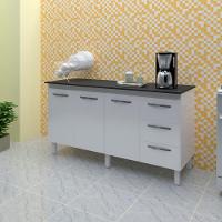 Balcao Com Tampo 160cm 9140x9320 Branco Preto Mobbs Branco Preto - 3