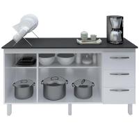 Balcao Com Tampo 160cm 9140x9320 Branco Preto Mobbs Branco Preto - 5