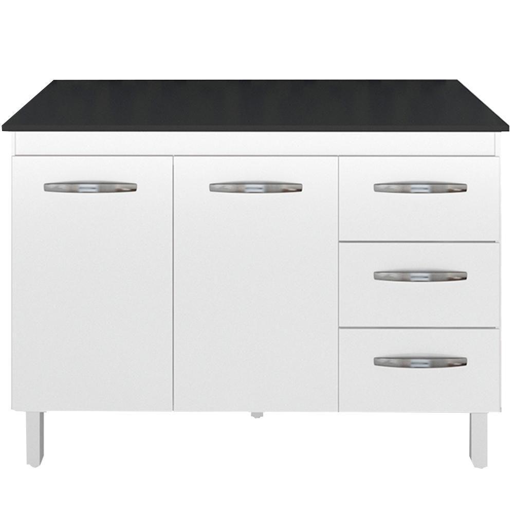 Balcao Com Tampo 120cm 9110x9300 Branco Preto Mobbs Branco Preto - 1