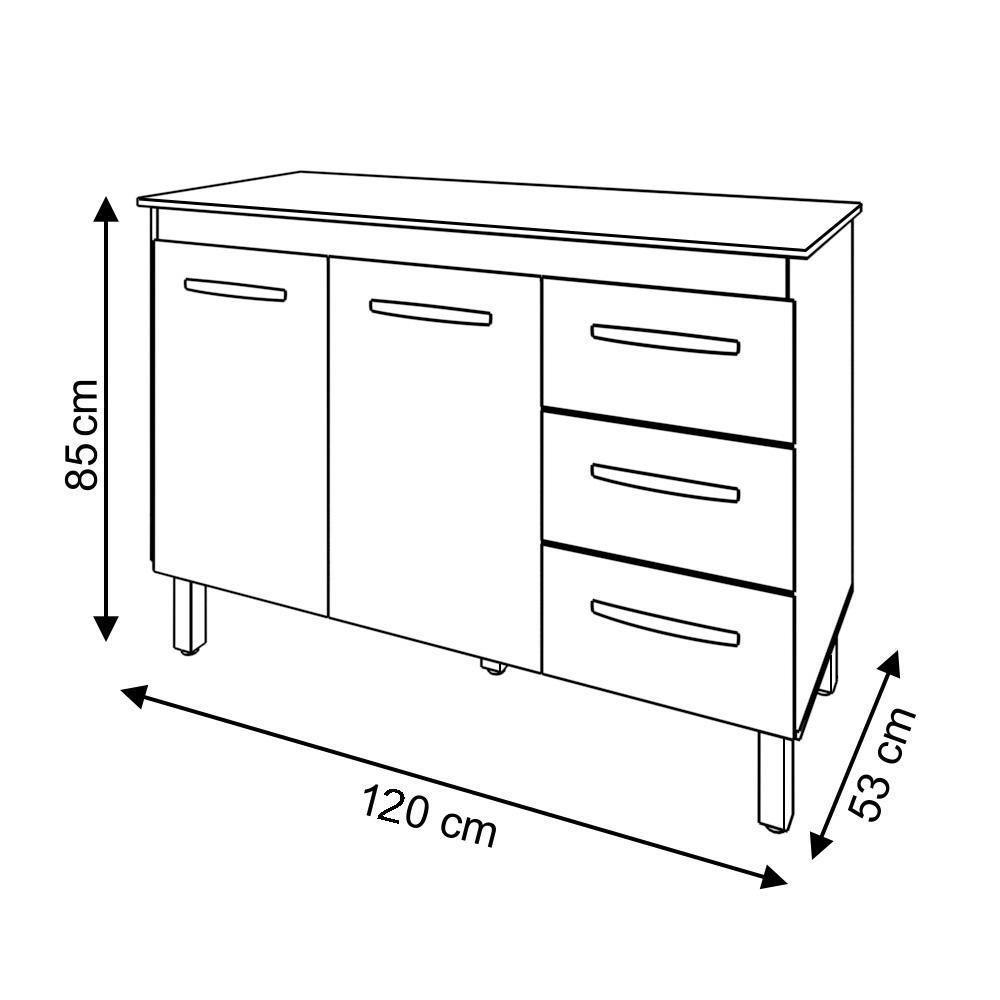 Balcao Com Tampo 120cm 9110x9300 Branco Preto Mobbs Branco Preto - 7
