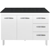 Balcao Com Tampo 120cm 9110x9300 Branco Preto Mobbs Branco Preto - 1