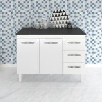 Balcao Com Tampo 120cm 9110x9300 Branco Preto Mobbs Branco Preto - 3