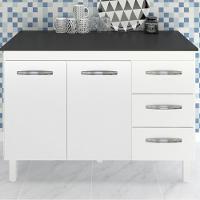 Balcao Com Tampo 120cm 9110x9300 Branco Preto Mobbs Branco Preto