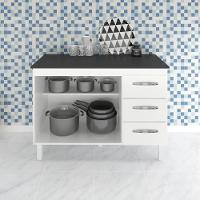 Balcao Com Tampo 120cm 9110x9300 Branco Preto Mobbs Branco Preto - 5