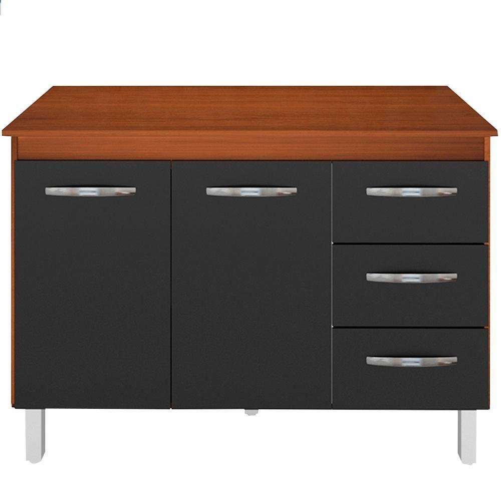 Balcao Com Tampo 120cm 9110x9300 Preto Savana Mobbs Preto Savana - 1