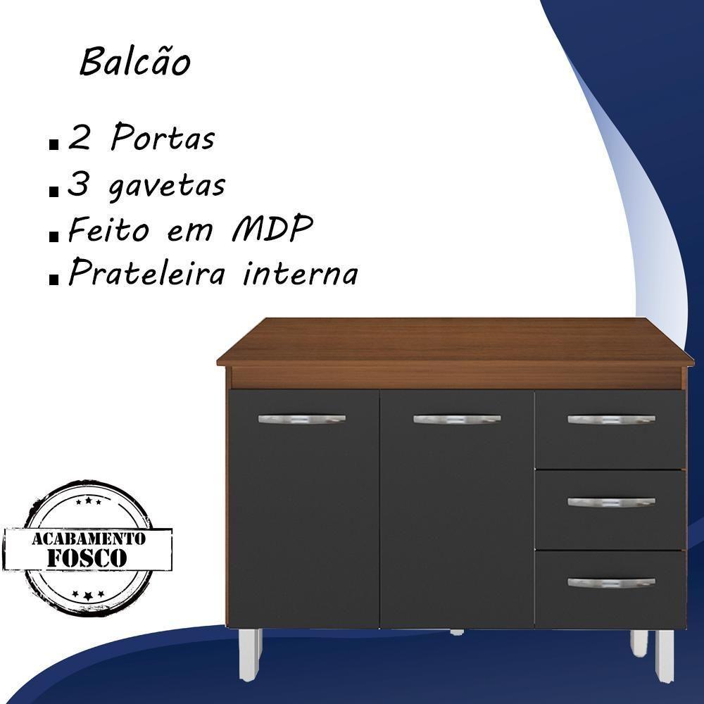 Balcao Com Tampo 120cm 9110x9300 Preto Savana Mobbs Preto Savana - 4
