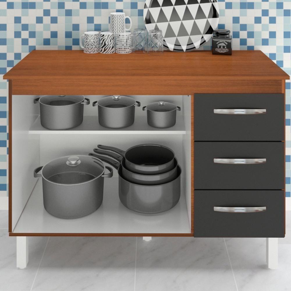 Balcao Com Tampo 120cm 9110x9300 Preto Savana Mobbs Preto Savana - 6