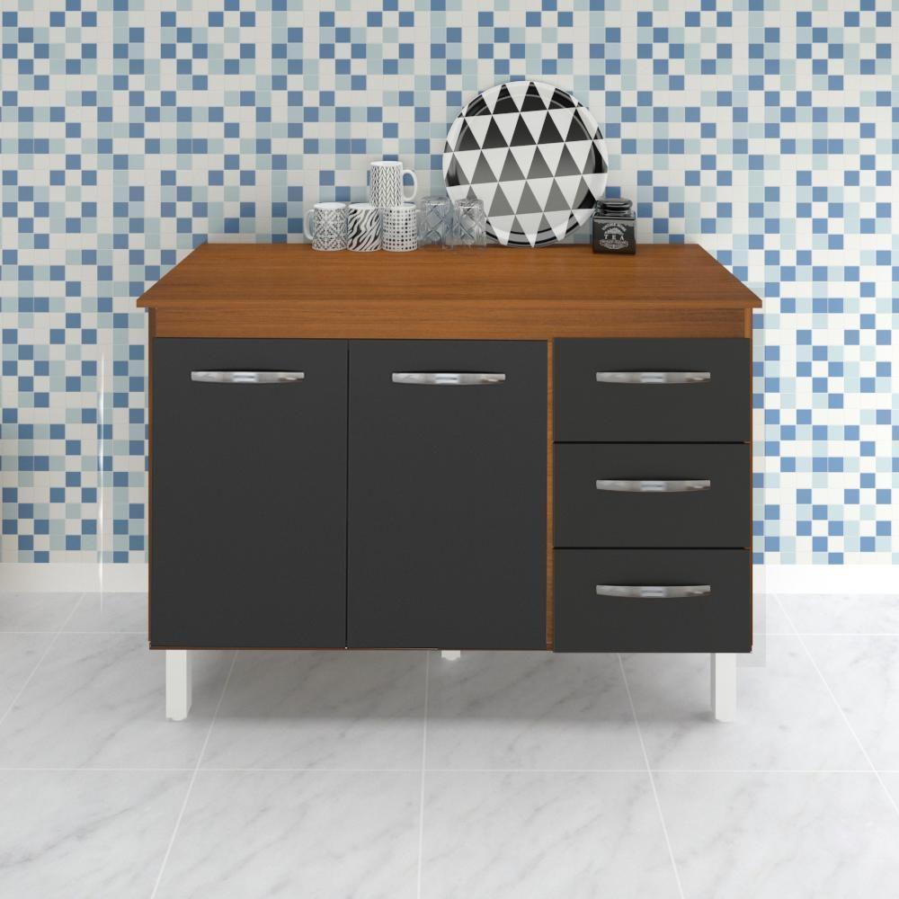 Balcao Com Tampo 120cm 9110x9300 Preto Savana Mobbs Preto Savana - 7