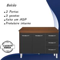 Balcao Com Tampo 120cm 9110x9300 Preto Savana Mobbs Preto Savana