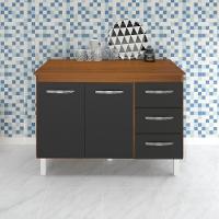 Balcao Com Tampo 120cm 9110x9300 Preto Savana Mobbs Preto Savana - 7