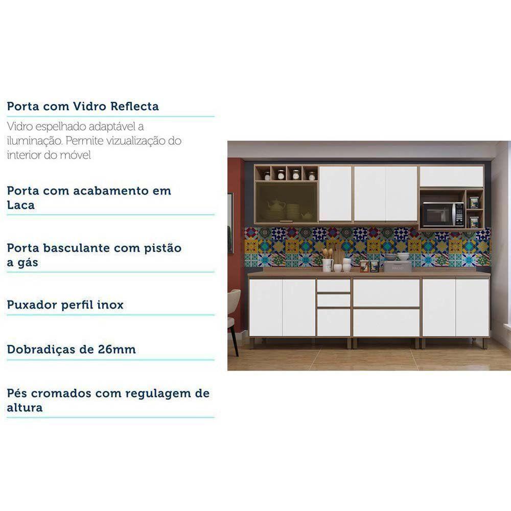 Cozinha 7 Pçs Armário, Balcão E Nicho Mel Vanilla Com Graff - 7