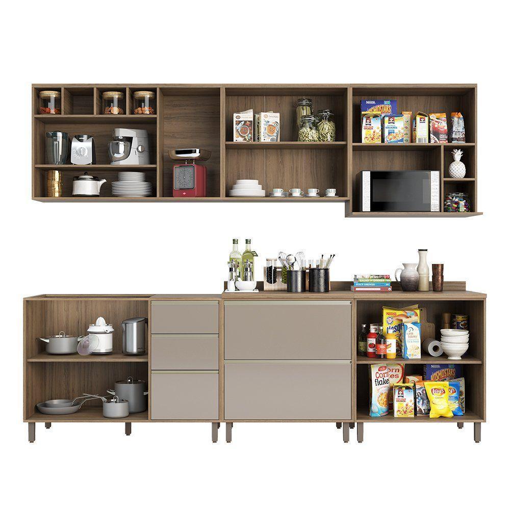 Cozinha 7 Pçs Armário, Balcão E Nicho Mel Vanilla Com Graff - 10