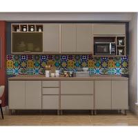 Cozinha 7 Pçs Armário, Balcão E Nicho Mel Vanilla Com Graff - 1