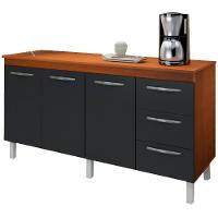 Balcao Com Tampo 150cm 9130x9310 Savana Preto Mobbs Savana Preto - 1