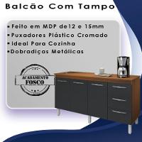 Balcao Com Tampo 150cm 9130x9310 Savana Preto Mobbs Savana Preto