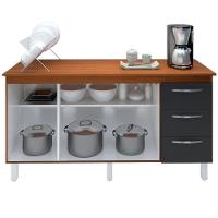 Balcao Com Tampo 150cm 9130x9310 Savana Preto Mobbs Savana Preto - 5