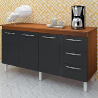 Balcao Com Tampo 150cm 9130x9310 Savana Preto Mobbs Savana Preto - 7