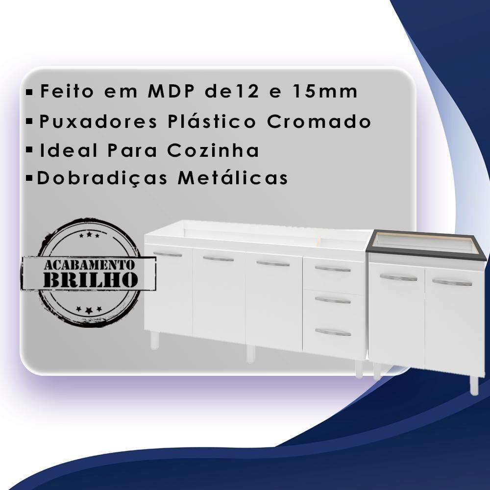 Balcao Pia 160cm E Multiuso 2 Portas 70cm Branco Mobbs Branco - 2
